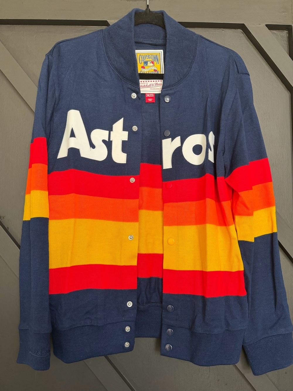 Mitchell & Ness Cooperstown Houston Astros Tequila Sunrise Snap Cardigan, XS